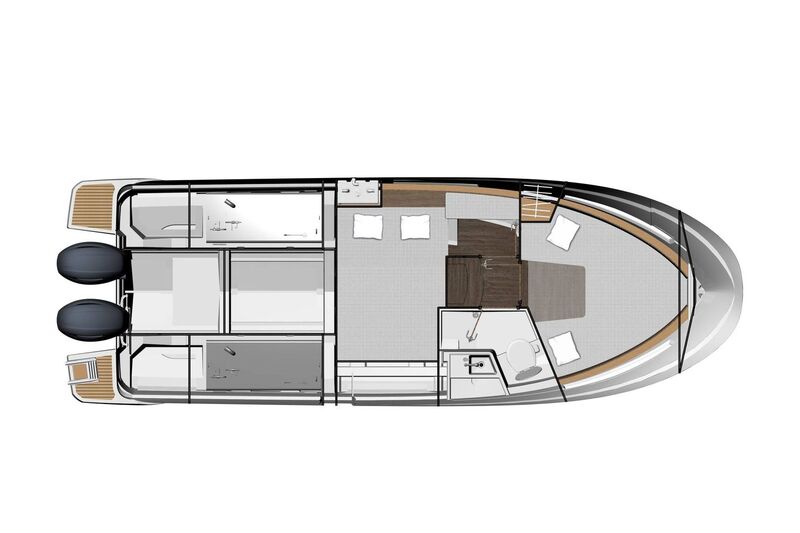 Jeanneau Merry Fisher 895 Sport - layout diagram of cabins Jeanneau Merry Fisher 895 Sport