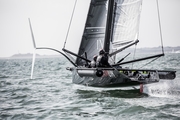 T5 surrogate for AC75 Americas Cup foiling surrogate hits the water